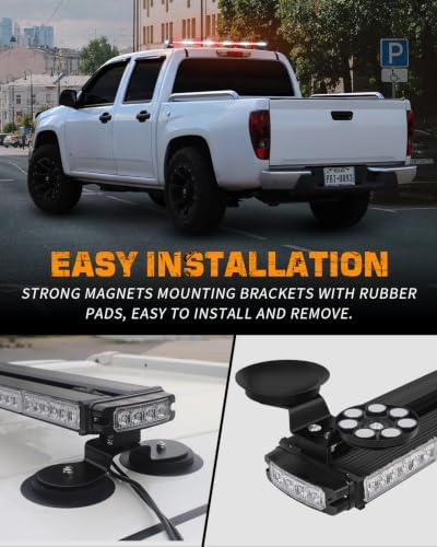 XRIDONSEN 45.5" 128 LED Roof Strobe Light Bar, Top Magnetic Mount Lights