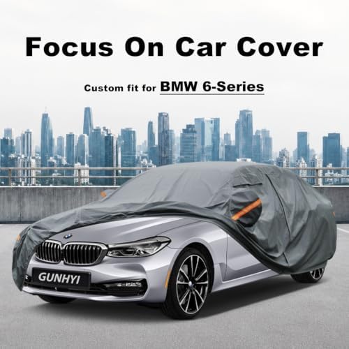 GUNHYI Premium Car Cover Custom Fit BMW 6 Series M6 640i 645Ci 650i(2003-2026), 16 Layers Heavy Duty Car Cover Waterproof All Weather with Zipper Door for Sun Rain Snow Dust Uv Protection