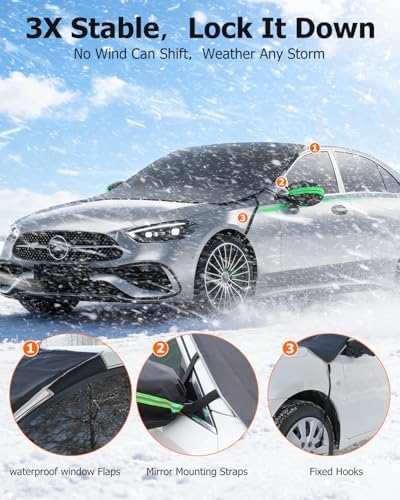 DMJN[2026 Upgraded Car Windshield Cover for Ice and Snow,Windshield Snow Cover for Winter Snow & Frost, 700D Heavy-Duty, Suitable for Trucks-X Large