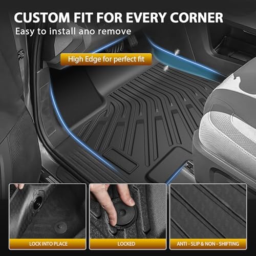 Powerty Floor Mats for Nissan Pathfinder 8 Seats 2022-2026 2027, All Weather 3D TPE Anti-Slip Trunk Cargo Liner Seat Back Covers Protectors Full Set Car Accessories