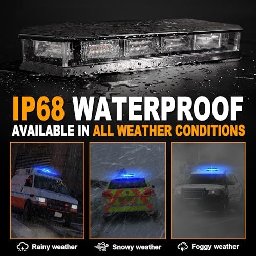 ASPL 16.5 Inch Roof Top Beacon Warning Strobe Light for Trucks Blue