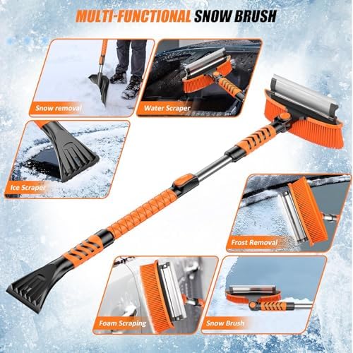 Heavy-Duty Remover Portable Snow Brush 42" Detachable Grip 180° Sturdy for Car Windshield, Car Auto Truck SUV, Vehicle