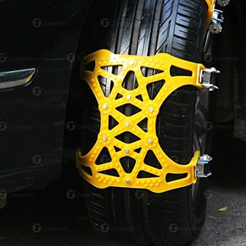 Snow Tire Chains Durable All Season Anti-Skid Snow Chains for Car Tires SUV, Pick Up and Truck Tire Chains for Emergencies and Road Trip Travel 6-Pack Yellow