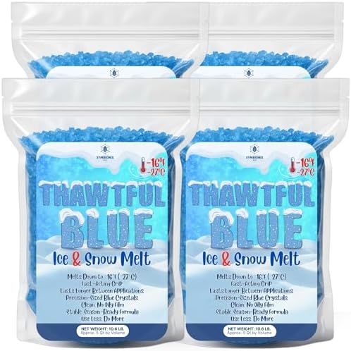Thawtful Blue Ice & Snow Melt – Snow Melt, Rock Salt, Driveway & Sidewalk Salt for Ice, Blue Granular Rock Salt, Melts to −16°F (−27°C) – Resealable Zip Bag (20 QUARTS - 42.6 lb.)