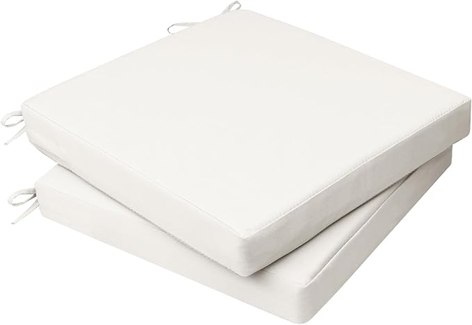 AAAAAcessories Outdoor Seat Cushions for Chairs, Waterproof, Fade-Resistant, 17" x 16" x 2", Patio Furniture Replacement Cushions, Set of 2, Creamy White