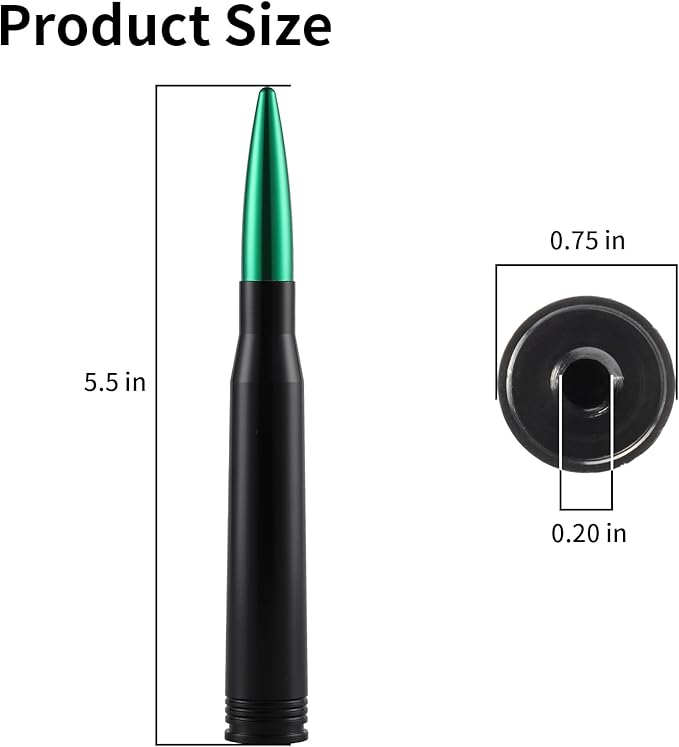 BJSIA Upgrade Universal Car Antenna Compatible with Ford, Dodge, Chevrolet, GMC, Jeep, Toyota Truck Antenna - Made of Rugged Billet and Aluminum, Green, Car Accessories