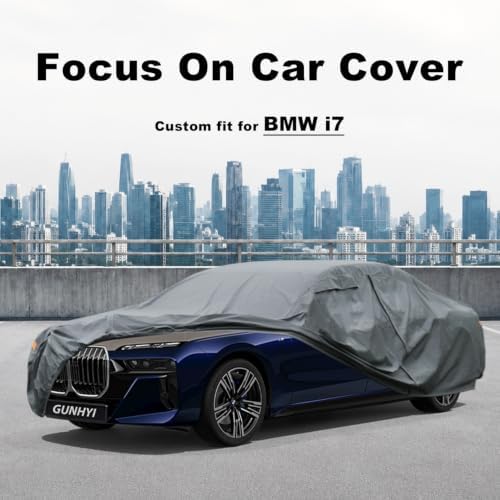 GUNHYI Premium Car Cover Custom Fit BMW i7, 16 Layers Heavy Duty Car Cover Waterproof All Weather with Zipper Door for Sun Rain Snow Dust Uv Protection