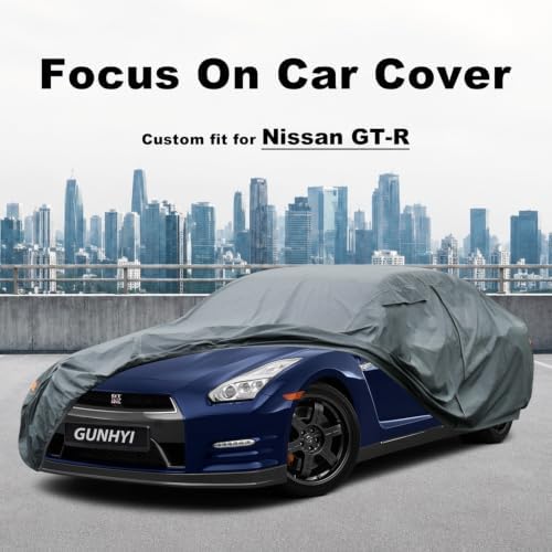 GUNHYI Premium Car Cover Custom Fit Nissan GT-R, 16 Layers Heavy Duty Car Cover Waterproof All Weather with Zipper Door for Sun Rain Snow Dust Uv Protection