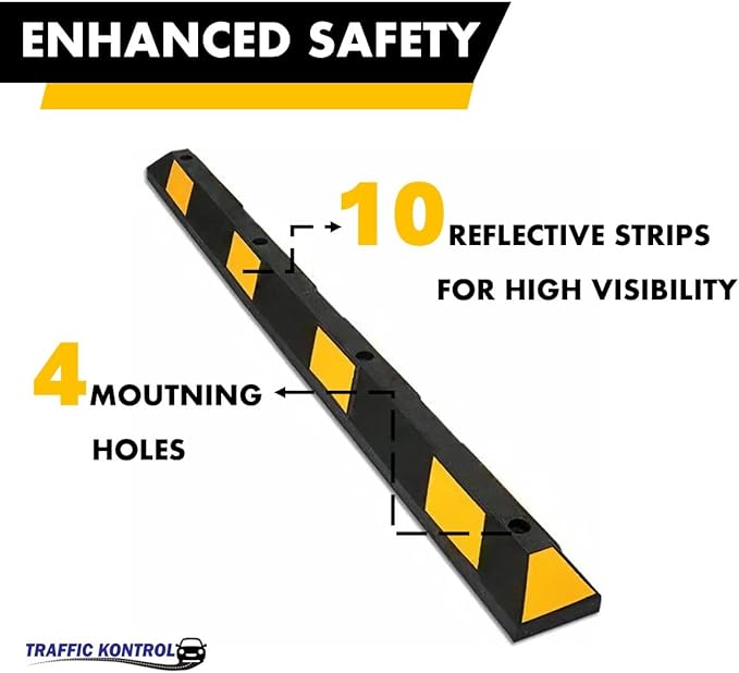 Parking Stopper for Garage or Parking lot – 72” Long, Pack of 40, Bulk Wholesale Pallet, Rubber Bumper Block Car Wheel Stop, Yellow & Black Tire Curb Barrier