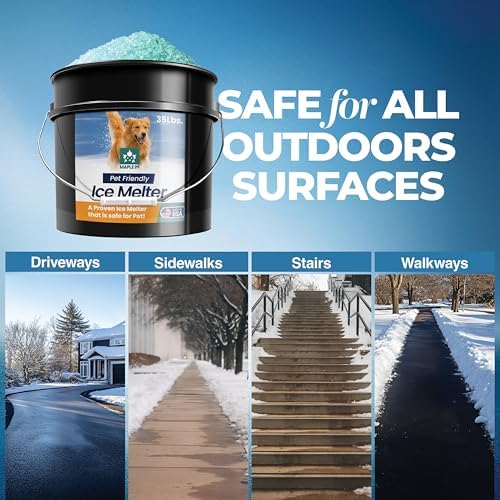 Maple99 Pet Safe Ice Melt Safer for Concrete 35 lb Snow Salt Ice Melt Pet Friendly, Green Salt for Snow and Ice Removal, Sidewalk Salt, Driveway Salt, Snow Melt is Effective Up to -5