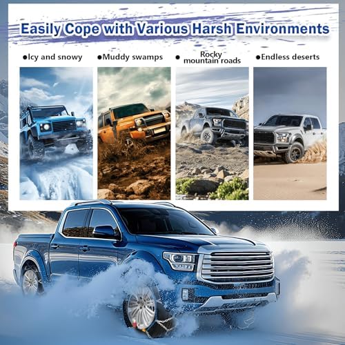 AutoFixing Snow Chains Tire Chains For Light Truck SUV Pickup Trucks, Easy installation, Contains Titanium for Wear Resistance, Set of 2(HRV270)