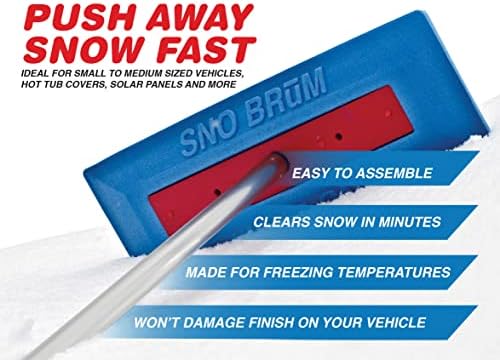 SNOBRUM - Snow Remover for Cars and Trucks - 28 to 63 Inch Automotive Snow Brush with Foam Head and 4 Piece Handle - Made in The USA, Push-Broom Design - No-Scratch Snow Removal - 3 Pack