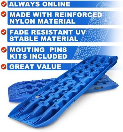 X-BULL New Recovery Traction Tracks Sand Mud Snow Track Tire Ladder 4WD (Blue, 3gen), Bag+Hardware+Tracks