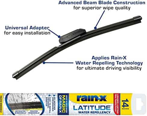 Rain-X 5079272-2 Repellency Water Repellent Wiper Blades, 14" Windshield Wiper, All Weather Streak-Free for Enhanced Visibility w/Water Repellency Formula