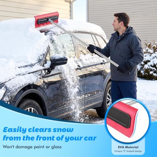 Leaf Roof Brush and Snow Rake Year-Round, 5-20ft Adjustable Length