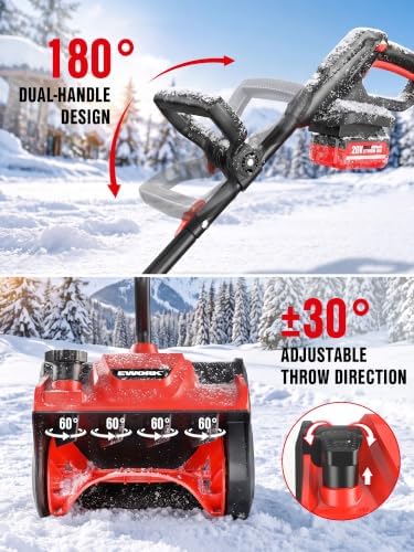 EWORK 20V 12-Inch Cordless Snow Shovel with 4.0Ah Battery and Fast Charger
