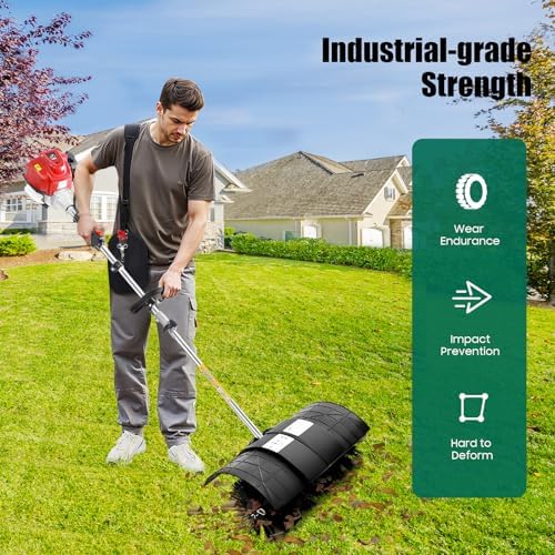 Handheld Backpack Gas Lawn Sweeper, 4-Stroke Low Noise Brush Broom with Shoulder Strap & Goggles, Snow Blower for Driveway, Yard, Artificial Grass, Leaves and Debris Cleanup