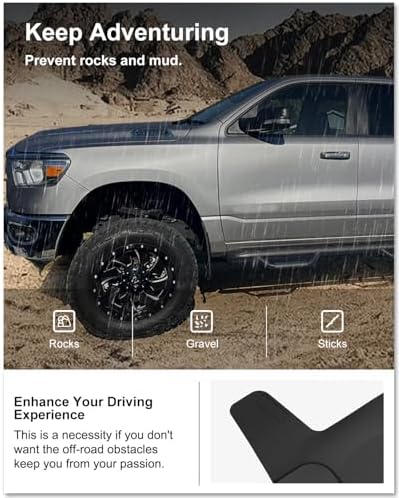Kiwi Master No Drill Mud Flaps for 2019-2024 Dodge Ram 1500 Without Fender