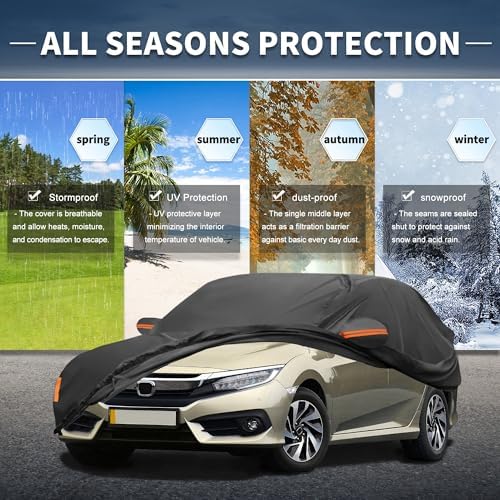 X AUTOHAUX 210D-PU Car Cover for Honda Civic Sedan Coupe