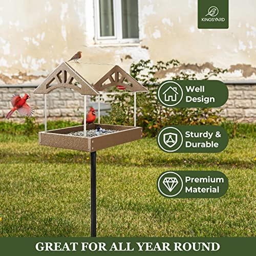 Kingsyard Large Freestanding Platform Bird Feeder for Outside