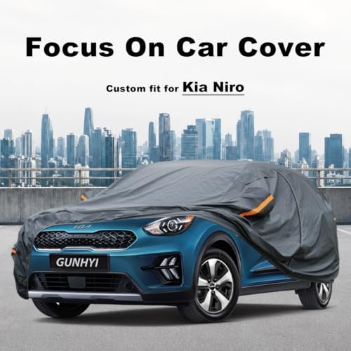 GUNHYI Premium Car Cover Custom Fit Kia NIRO, 16 Layers Heavy Duty Car Cover Waterproof All Weather with Zipper Door for Sun Rain Snow Dust Uv Protection