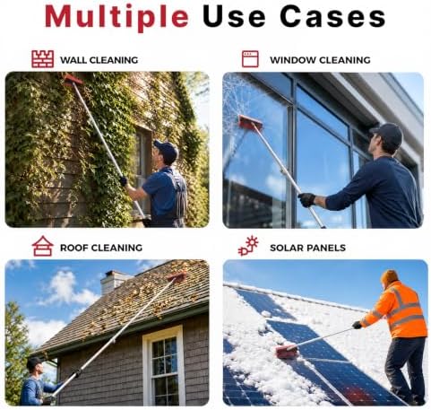 2-in-1 Roof Rake for Snow Removal & Leaf Cleaning, 5-20FT Adjustable