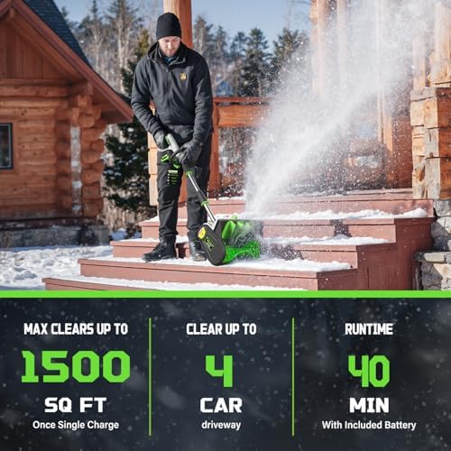 SONTHIOW 40V Battery Powered Snow Shovel, 2×4.0Ah Electric Snow Blower