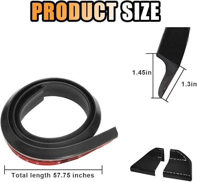 Car Rear Spoiler Roof Lip Kit, Rubber Trunk Spoiler Trim Strip Cool Car Decoration, Universal Punch-Free Vehicle Exterior Accessory Sticker (Matte Black)