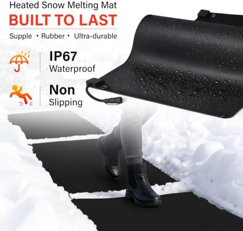 Heated Snow Melting Mat,20"x30" Snow Melting Mats for Decks and Sidewalks