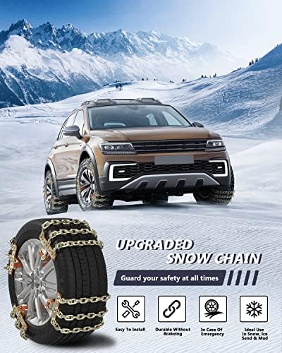 SCITOO 225-275mm Snow Chains for Passenger Car, Pickup, Trucks, SUV
