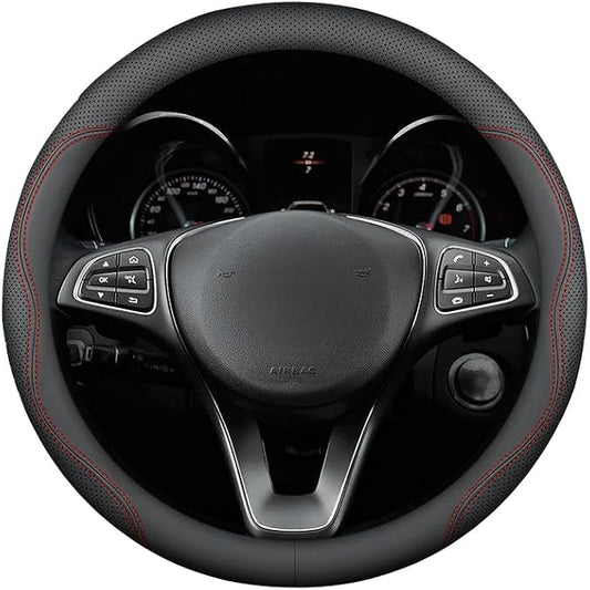 RYE for BMW Steering Wheel Cover, Leather Car Steering Wheel Cover Heavy-Duty Durable Breathable, Custom-fit for BMW X3 X5 X7 3/5/7 Series 328i 550i Accessories - Black Pattern 3