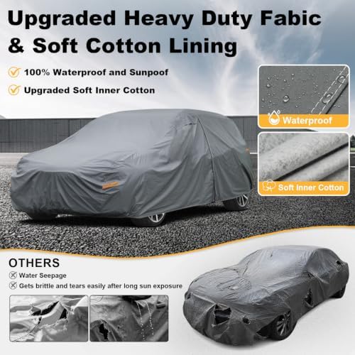 GUNHYI Premium Car Cover Custom Fit Kia Carnival, 16 Layers Heavy Duty Car Cover Waterproof All Weather with Zipper Door for Sun Rain Snow Dust Uv Protection