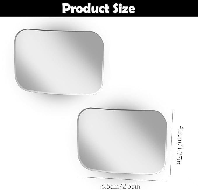 2Pcs Cars Square Blind Spot Mirrors, Car Side Mirror Blindspot Adjustabe Angle 360 Degree Wide Angle Convex RearView Removable for Enhanced Safety Universal Accessories for Suvs RVs Trucks