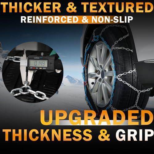 Coco Bird Heavy Duty Snow Chains Tire Chains for Light Truck, SUV & Pickup, Easy Installation, Wear-Resistant Alloy Steel for Superior Traction & Stability, Set of 2（SCRV-260）