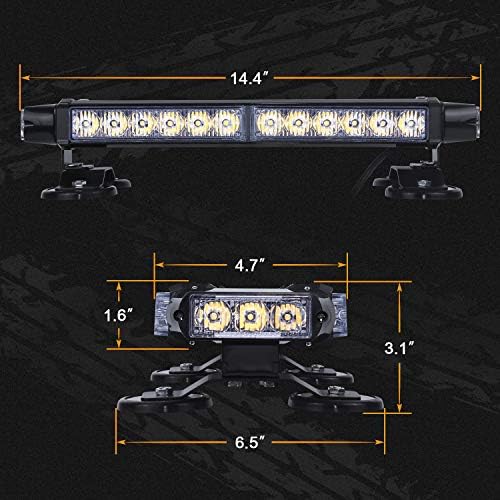 LINKITOM LED Strobe Flashing Light Bar with Magnetic Base, Amber