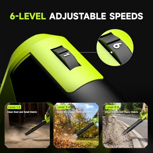 Leaf Blower Cordless with 4.0Ah Battery and Charger, 420CFM Electric Blower with 6-Speed, 21V Lightweight Handheld for Lawn Yard Patio Leaves Dust Snow