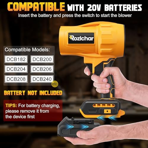 Cordless Leaf Blower Compatible for DeWALT 20V Max, Brushless Motor