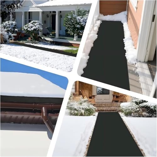 Heated PVC Snow Melting Mats Outdoor for Roof/Valley/Walkways Snow Removal(Size:14x118inch/36x300cm)