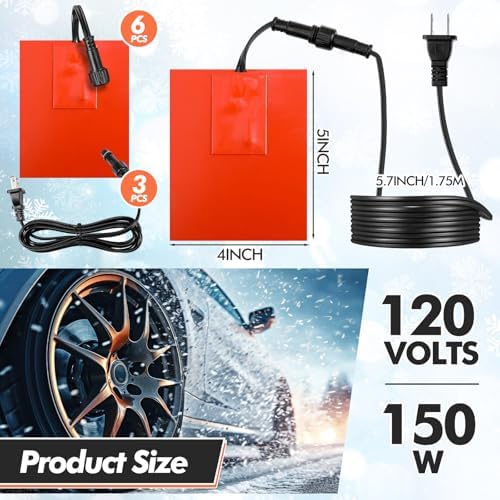 Threlaco 6 Pcs Engine Heater 4 x 5in 120V 150W Silicone Oil Pan
