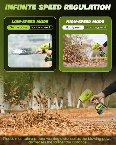 Saker Cordless Leaf Blower Portable Dust Cleaner Handheld Blowers 2 x 4.0Ah Batteries 180000 RPM Air Duster with Adjustable Speed for Drying Patio Cleaning Green