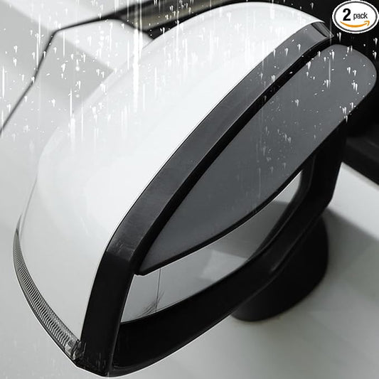 Pincuttee 2PC Side Mirror Visor Rain Guards,Car Rear View Mirror Rain Cover,Silicone Rain Shield,Mirror Cover Rubber Visor Guard(Solid-Black,2Pack)