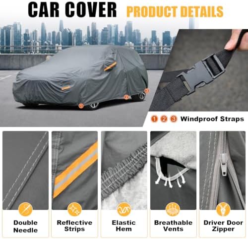 GUNHYI Premium Car Cover Custom Fit Chevrolet Cruze Hatchback, 16 Layers Heavy Duty Car Cover Waterproof All Weather with Zipper Door for Sun Rain Snow Dust Uv Protection