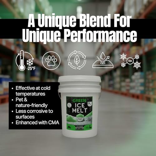Green Ice Melt -25°F Effective, Pet Safe Eco-Friendly De-Icer, Fast-Acting Granules for Driveways, Walkways & Entryways, 20 lb Pail
