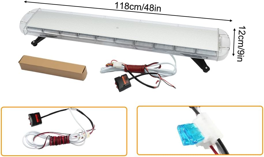 47" 88 LED Amber Yellow 15 Flashing Modes LED High Intensity Construction Emergency Warning Strobe Light Bar Rooftop Low Profile Law Enforcement Hazard Flashing For Tow Truck Vehicle Universal