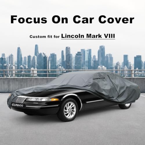 GUNHYI Premium Car Cover Custom Fit Lincoln Mark VIII, 16 Layers Heavy Duty Car Cover Waterproof All Weather with Zipper Door for Sun Rain Snow Dust Uv Protection