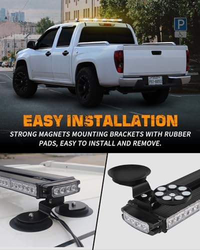 XRIDONSEN 45.5" 128 LED Roof Strobe Light Bar Amber White Vehicle Top Light
