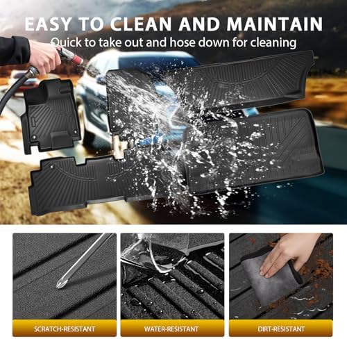 Powerty Floor Mats Cargo Liner for Honda Odyssey 2026 2025-2018 Mini Passenger Van Car Mats All Weather 3D TPE Anti-Slip Car Protection, 1st & 2nd & 3rd Set with Rear Cargo Mat Accessories
