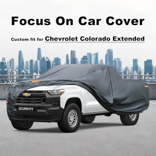 GUNHYI Premium Truck Cover Custom Fit Chevrolet Colorado, 16 Layers Heavy Duty Truck Cover Waterproof All Weather with Zipper Door for Sun Rain Snow Dust Uv Protection