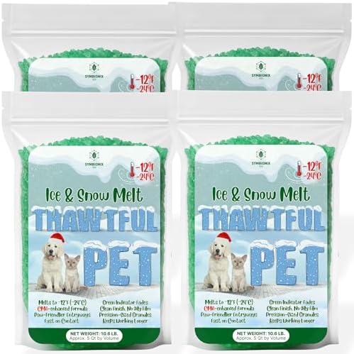 Thawtful Pet Safe Ice Melt – Pet Friendly Ice Melt, Snow Melt – Green Granules with CMA, Melts to −12°F (−24°C) - Driveway Salt & Sidewalk Salt for Ice (20 qt. - 42.6 lb.)
