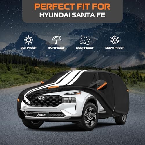 Kayme Hyundai Santa Fe Car Cover Waterproof All Weather for Automobiles